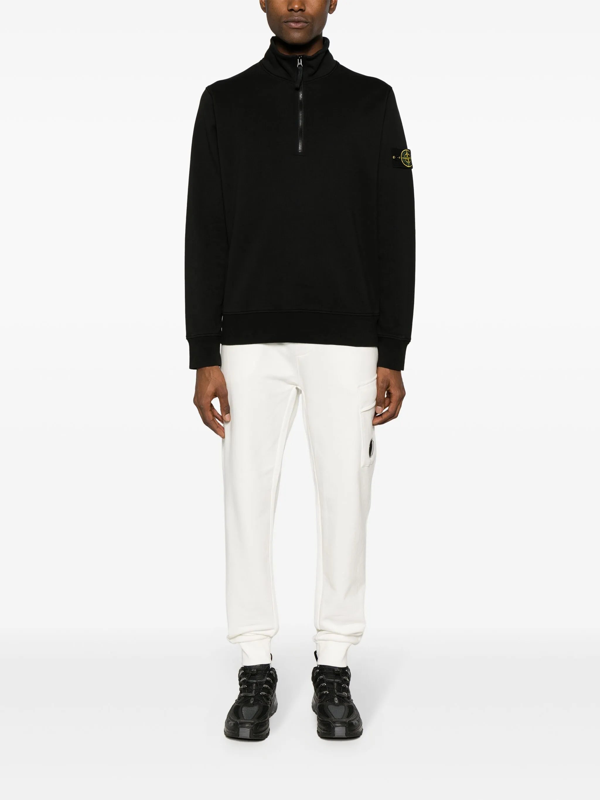 スウェット・トレーナー STONE  Half-zip Compass Badge Sweatshirt Black STONE ISLAND Half-zip Compass Badge Sweatshirt Black