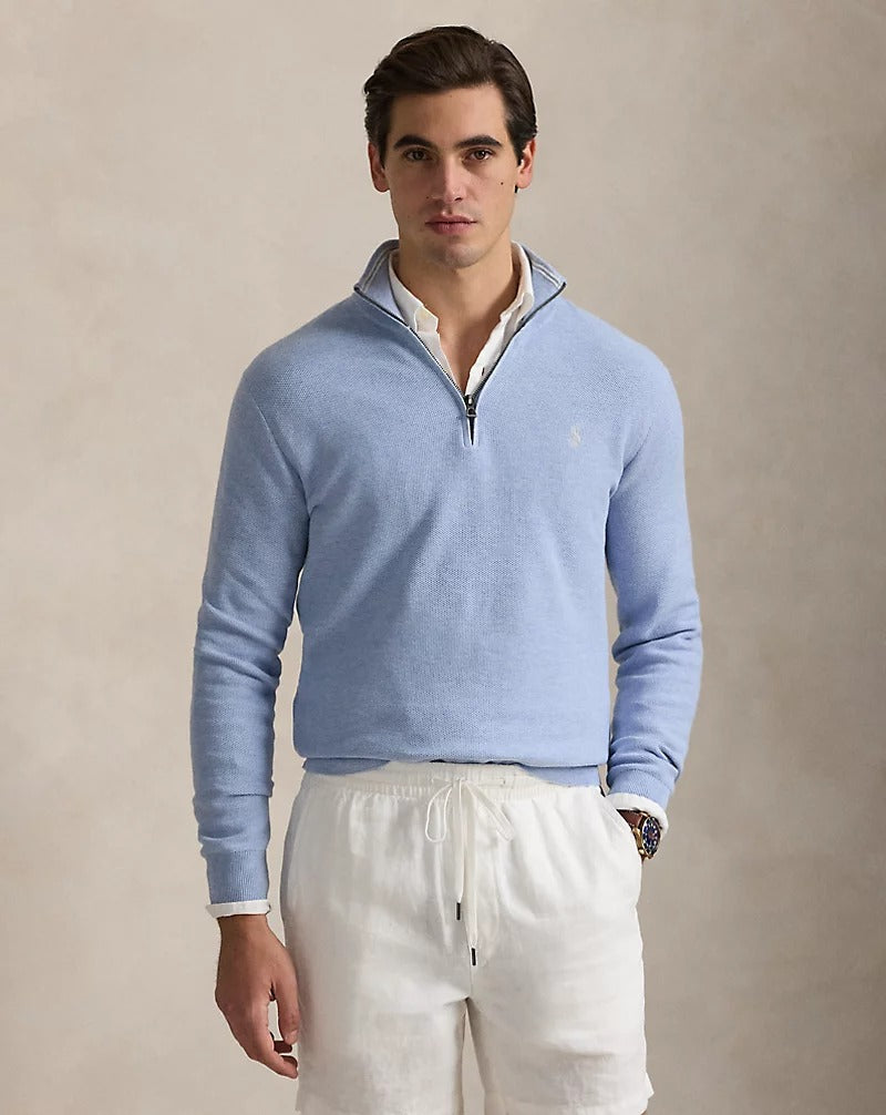 スウェット・トレーナー RALPH LAUREN Logo Embroidered Cotton Half Zip Sweatshirt Lig RALPH LAUREN Logo Embroidered Cotton Half Zip Sweatshirt