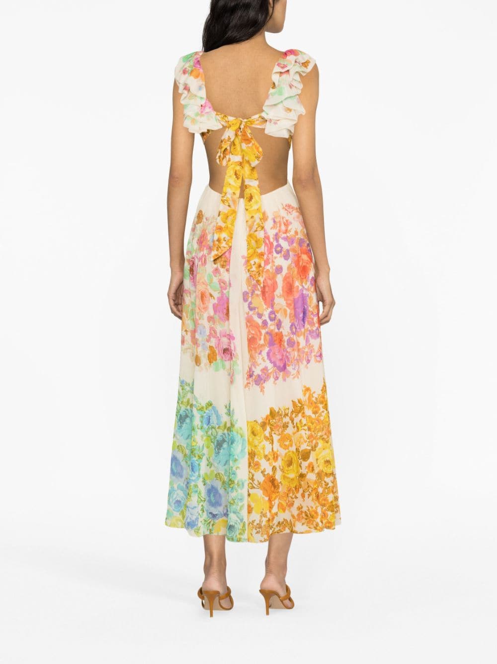 raie frill shoulder midi dress ZIMMERMANN WOMEN Multicolour – T222007 Embroidery Lace Appliqué Racerback Color:Red Gingham