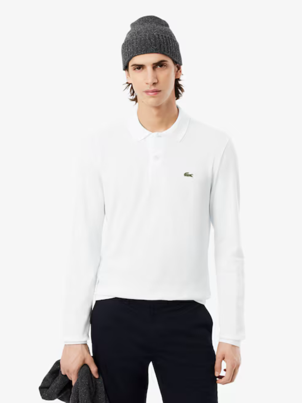 LACOSTE Classic Fit Long Sleeved Polo Shirt White