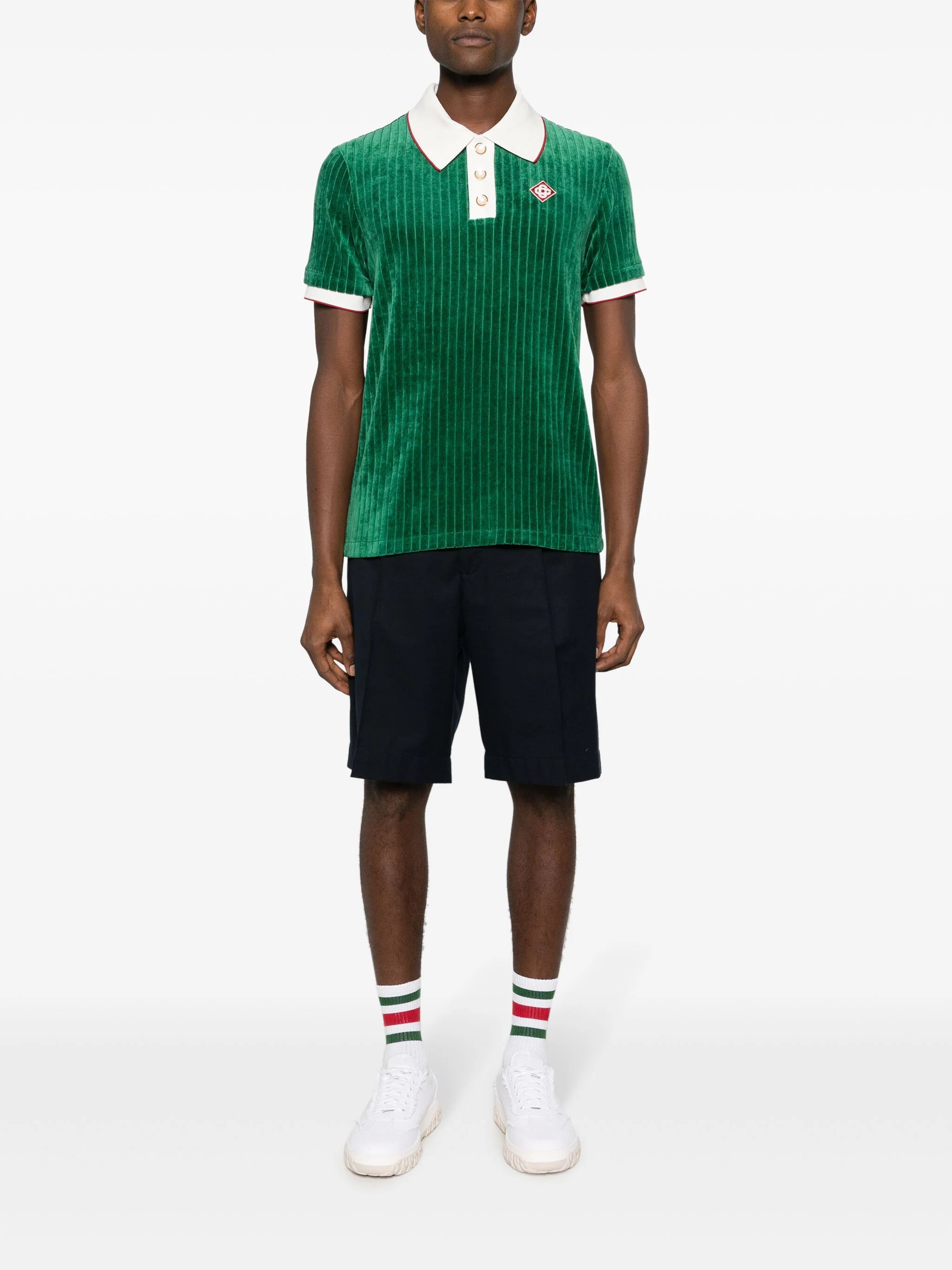 CASABLANCA Rib Velour Polo Shirt Evergreen – MAISONDEFASHION.COM