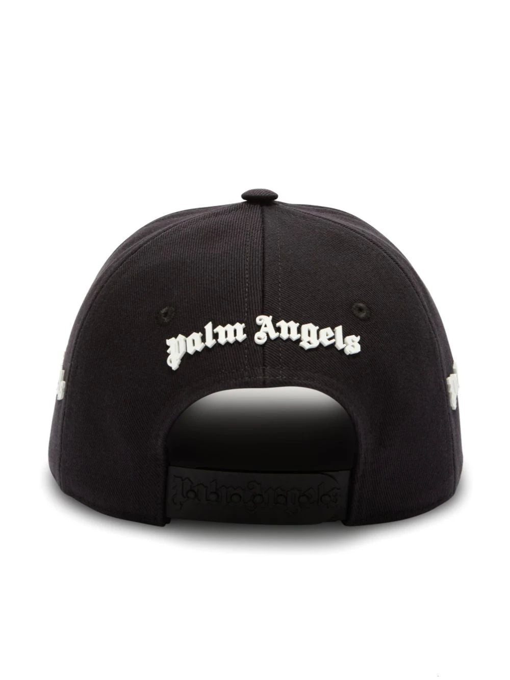 Black Mens Palm Angels Hat Black Curved Logo Painted Cap By Palm