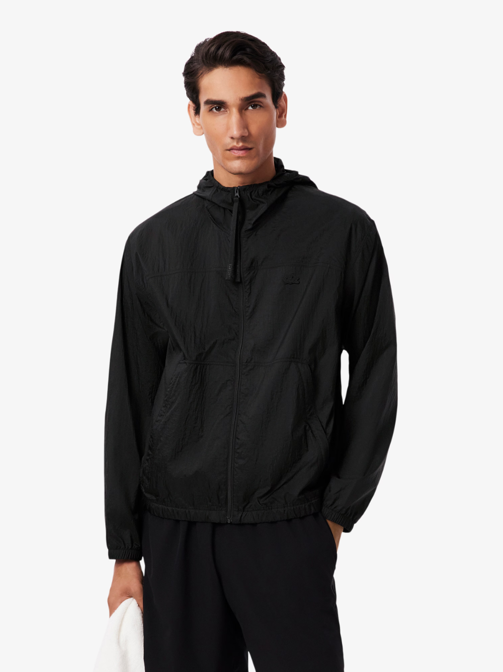 LACOSTE Water-Repellent Packable Nylon Jacket Black - MAISONDEFASHION.COM