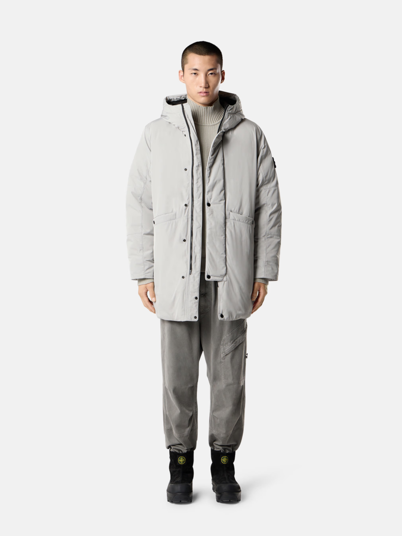STONE ISLAND Hooded Down Parka Pearl Grey – MAISONDEFASHION.COM