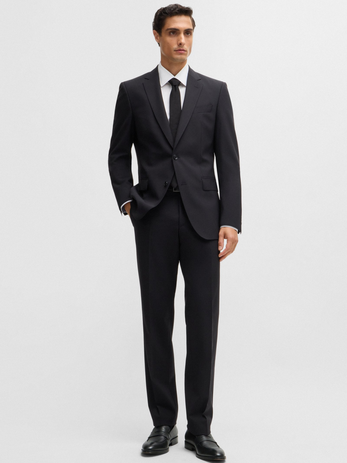 サンダル BOSS Apron-toe Slip-on Leather Loafers Black BOSS - Apron-toe slip-on loafers in grained leather - Black