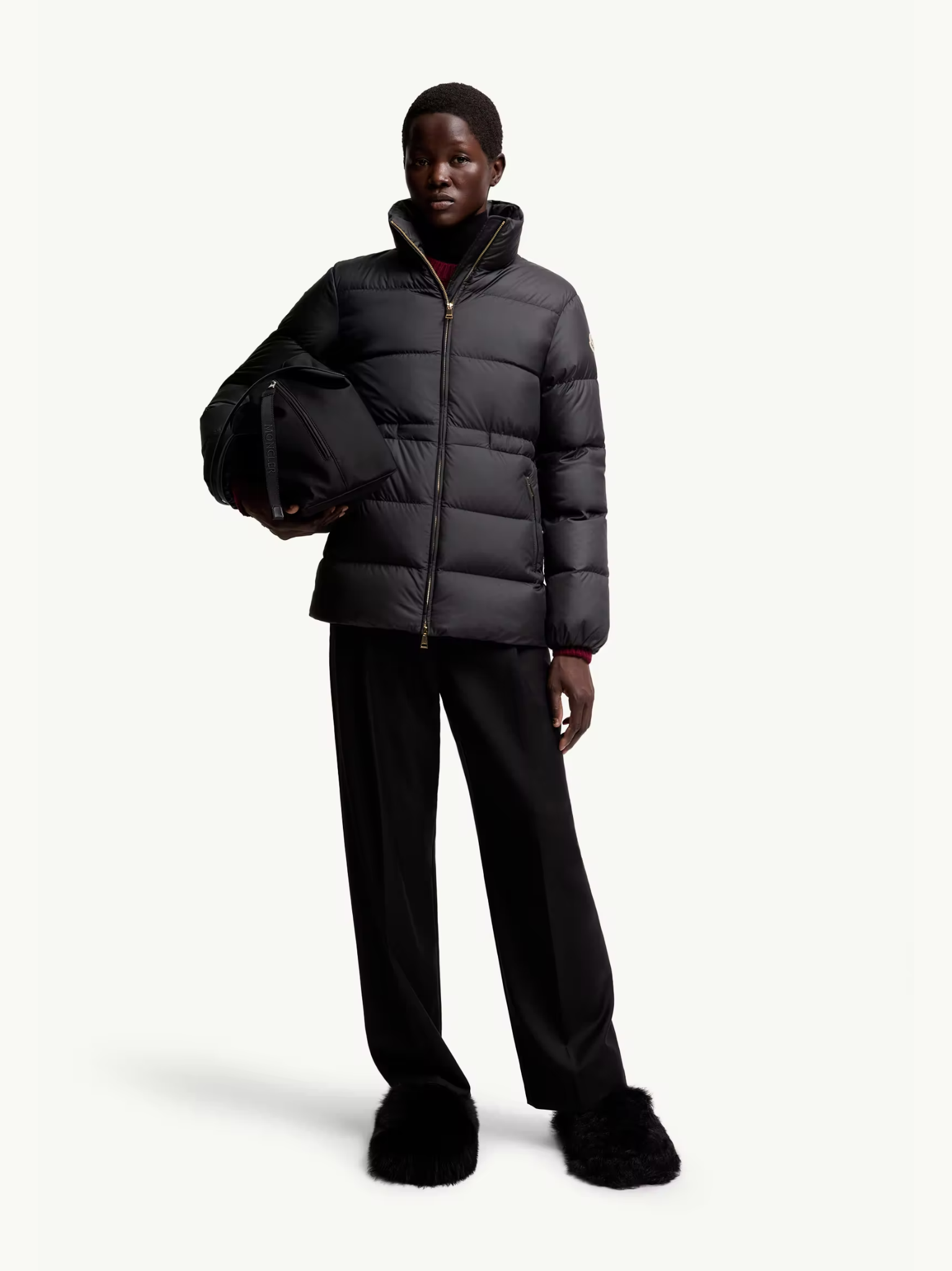 MONCLER WOMEN Brossette Zip-Up Puffer Jacket Black