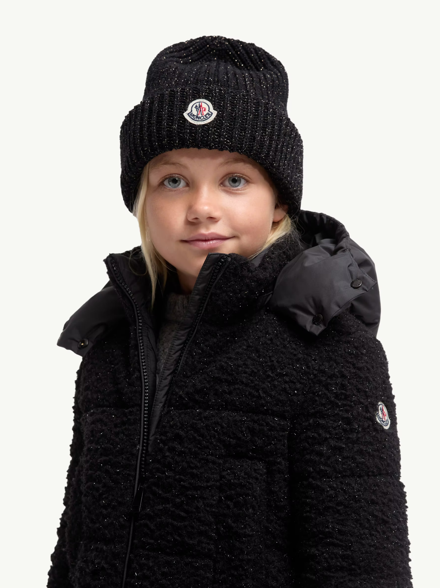 MONCLER KIDS Girls Metallic Wool Beanie Black – MAISONDEFASHION.COM