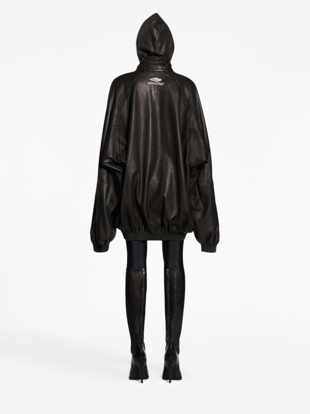 【しゅ】BALENCIAGA 3B SPORTS LEATHERTRACK 3B Sports Icon leather track jacket in black - Balenciaga