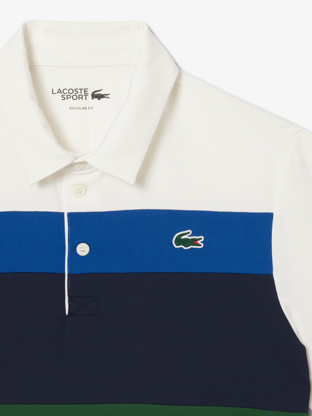 LACOSTE Regular Fit Colour-Block Golf Polo Shirt White/Navy