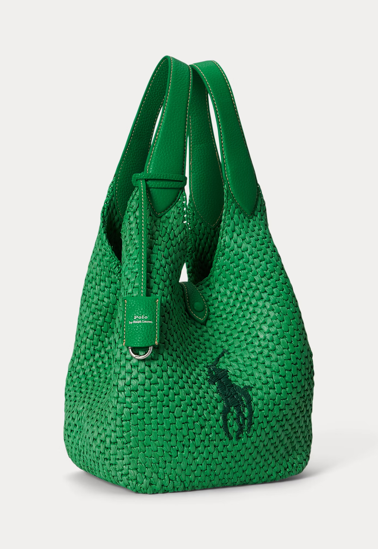 POLO RALPH LAUREN トートバッグ ビッグポニー グリーン RALPH LAUREN WOMEN Polo Play Big Pony Faux Raffia Tote Bag Parrot