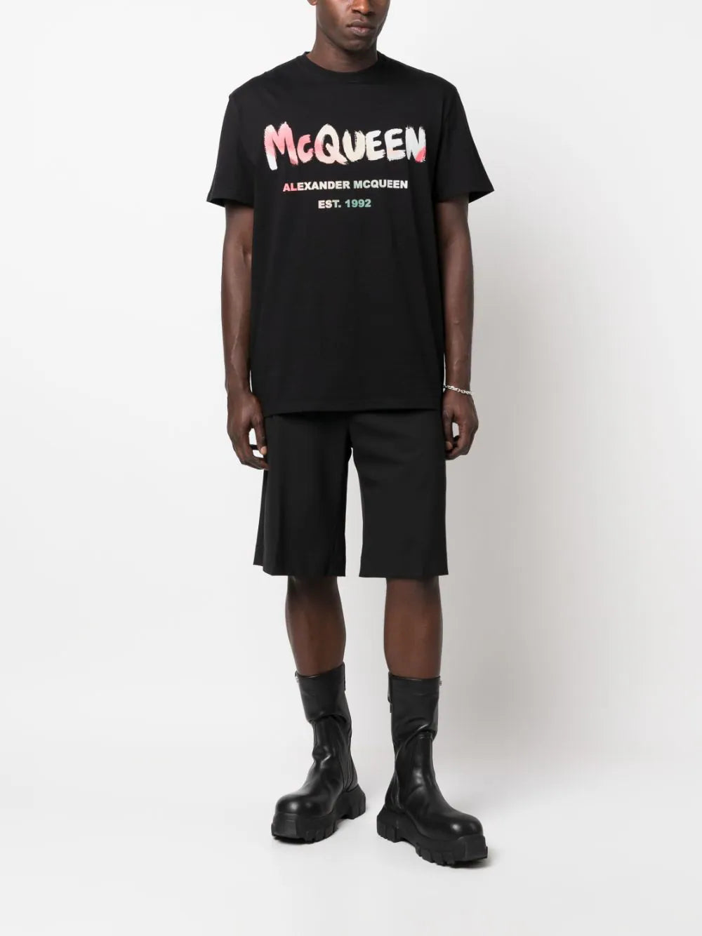 ALEXANDER MCQUEEN Oversized Graffiti Logo Multi Print T