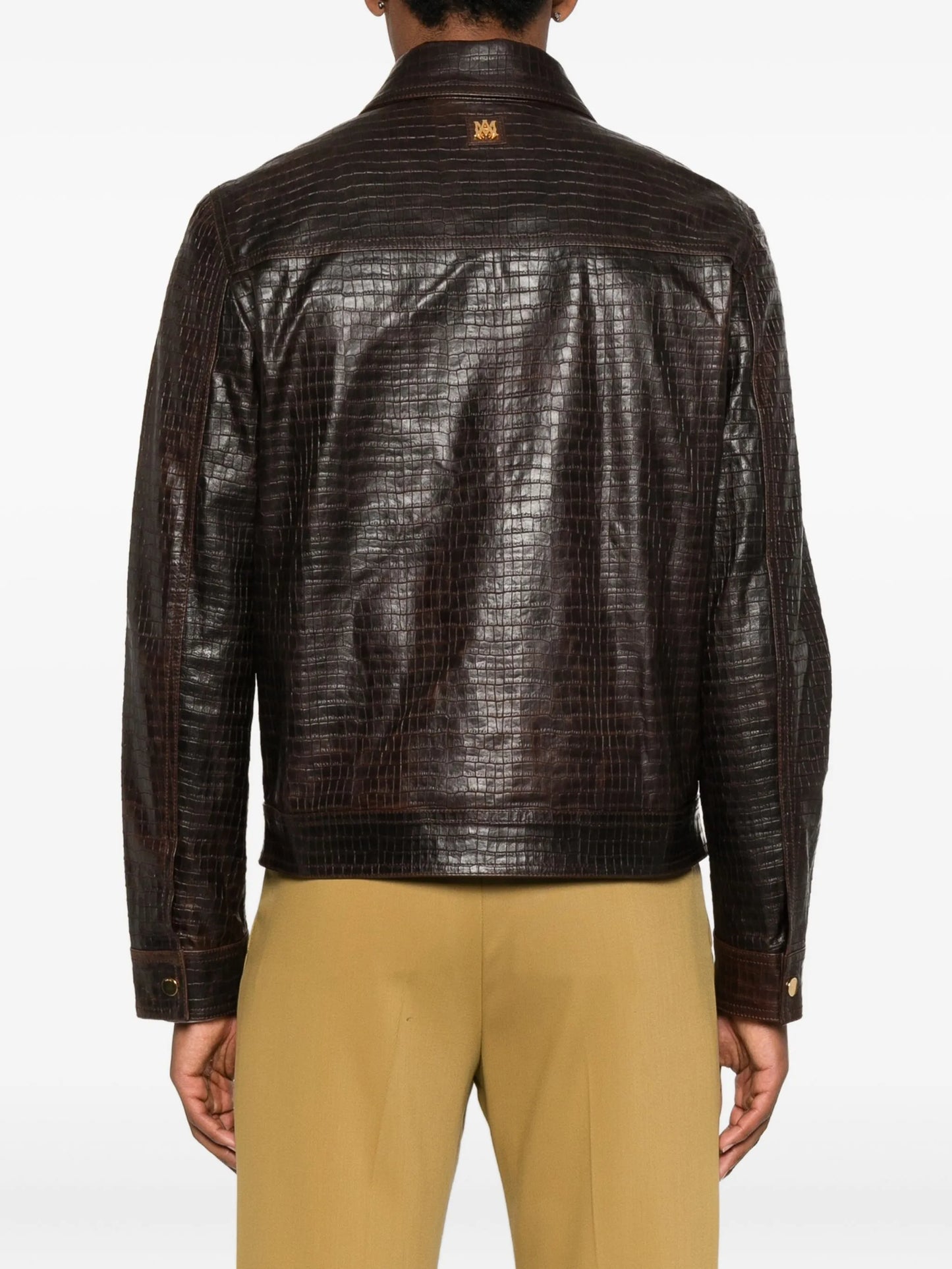 AMIRI Croc Embossed Blouson Jacket Brown - MAISONDEFASHION.COM