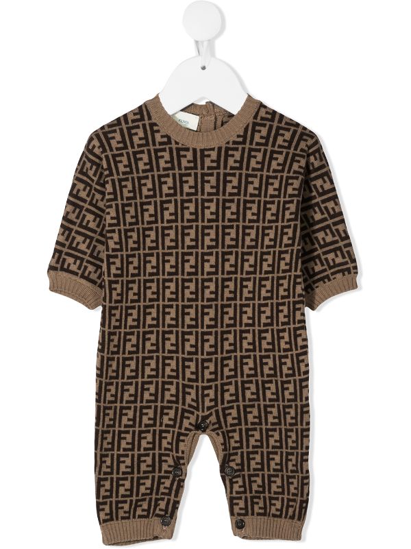 FENDI BABY FF Intarsia-knit Romper Brown/Black – MAISONDEFASHION.COM
