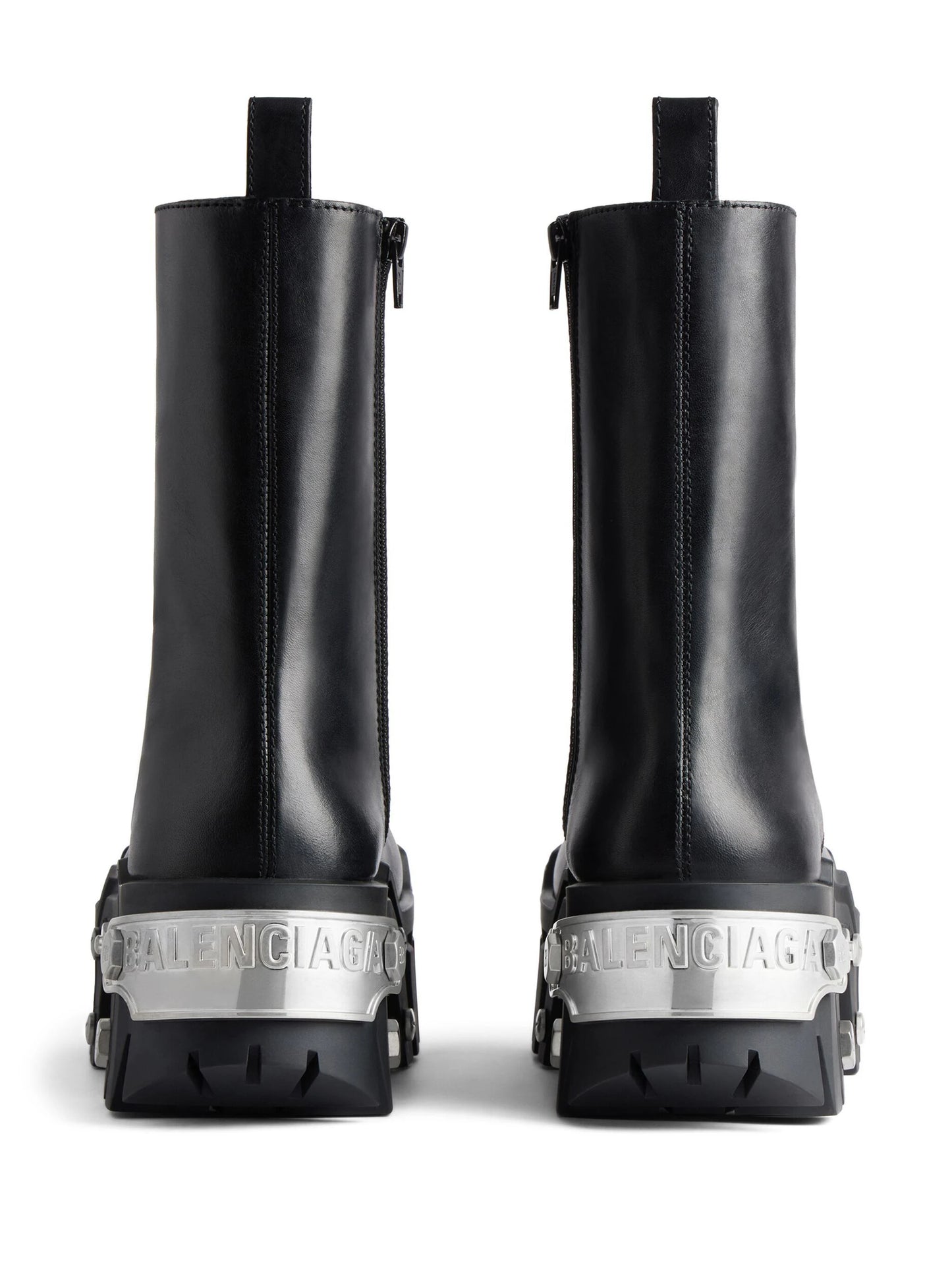 BALENCIAGA Bulldozer Lace up Boots Black Silver - MAISONDEFASHION.COM