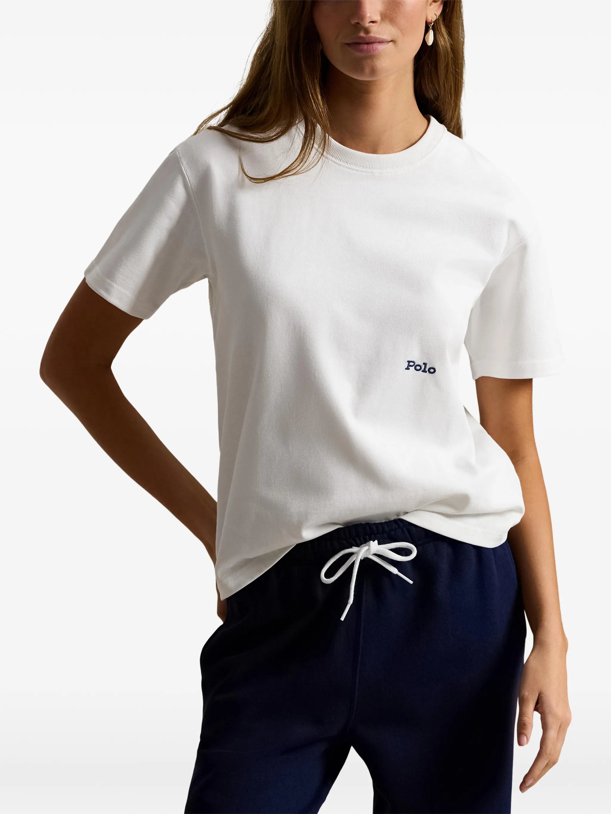 RALPH LAUREN WOMEN Big Pony Cotton Crewneck Tee White
