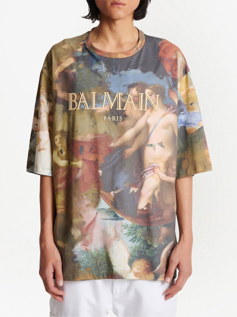 【Balmain】OVERSIZED SS TSHIRT◆EH1EH175PC70 Balmain Men's Black Oversized Logo T-Shirt: Effortless Style