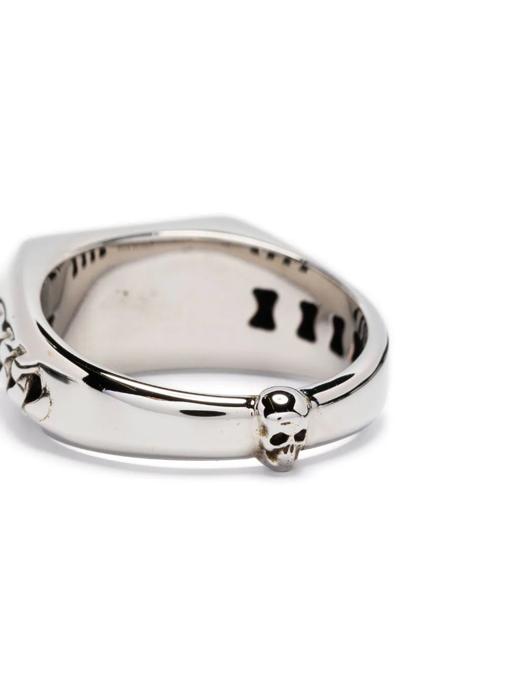 ALEXANDER MCQUEEN Chain Motif Logo Signet Ring Silver