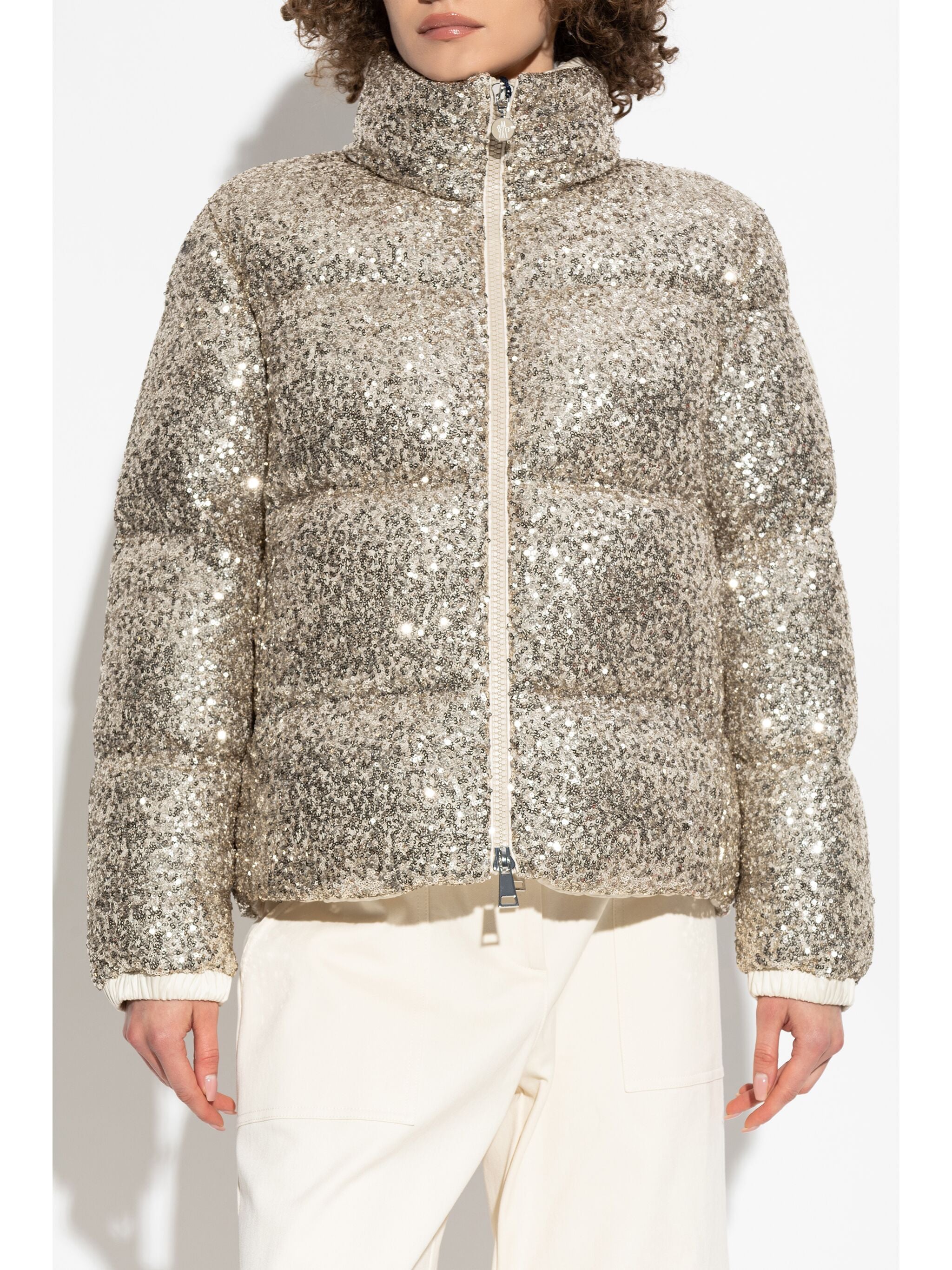 ダウンジャケット・コート MONCLER WOMEN Anternes Sequin Puffer Jacket Gold MONCLER WOMEN Anternes Sequin Puffer Jacket Gold