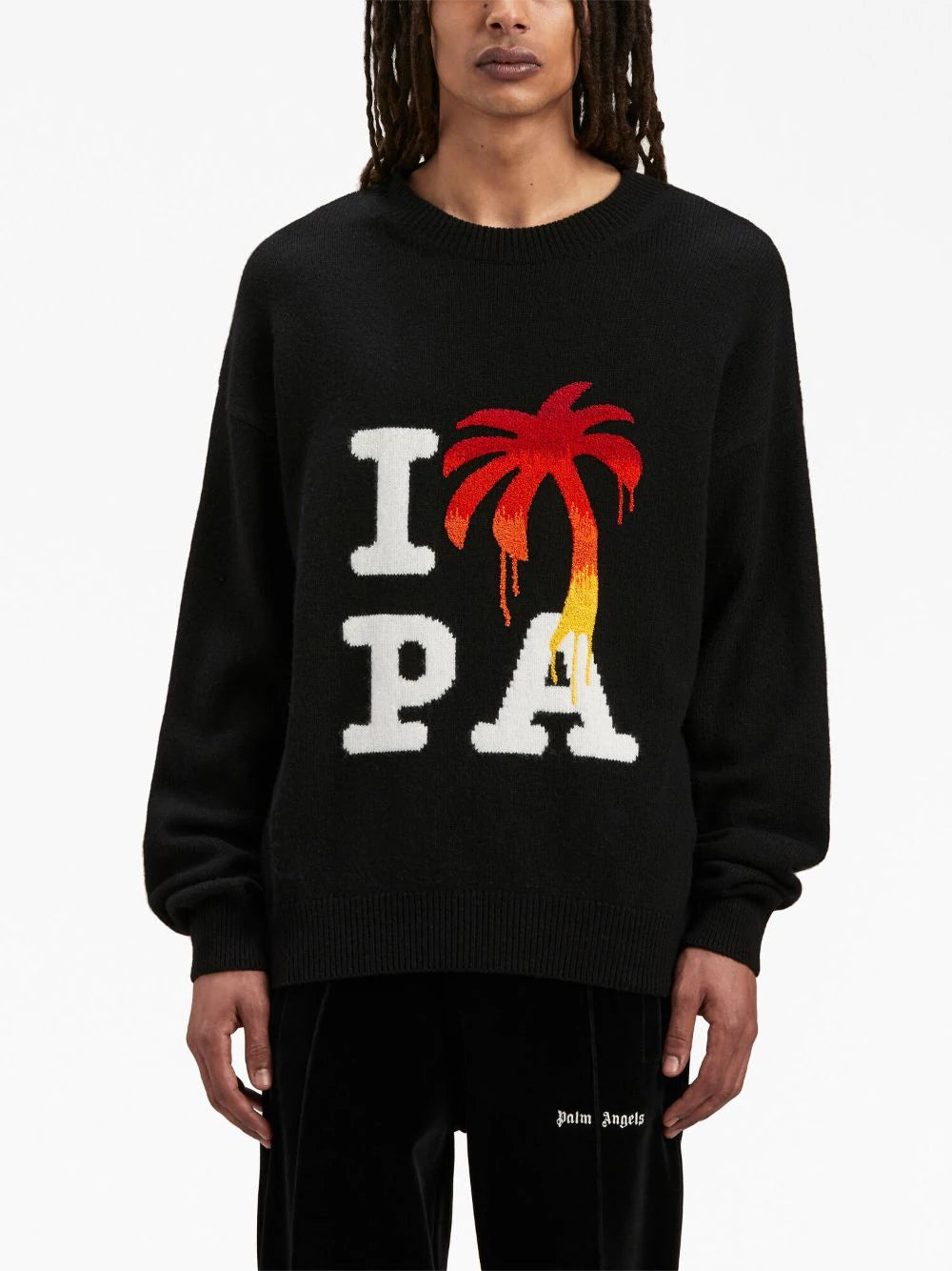 スウェット・トレーナー PALM ANGELS I Love Pa Knit Sweatshirt Black/Red PALM ANGELS I Love Pa Knit Sweatshirt Black/Red