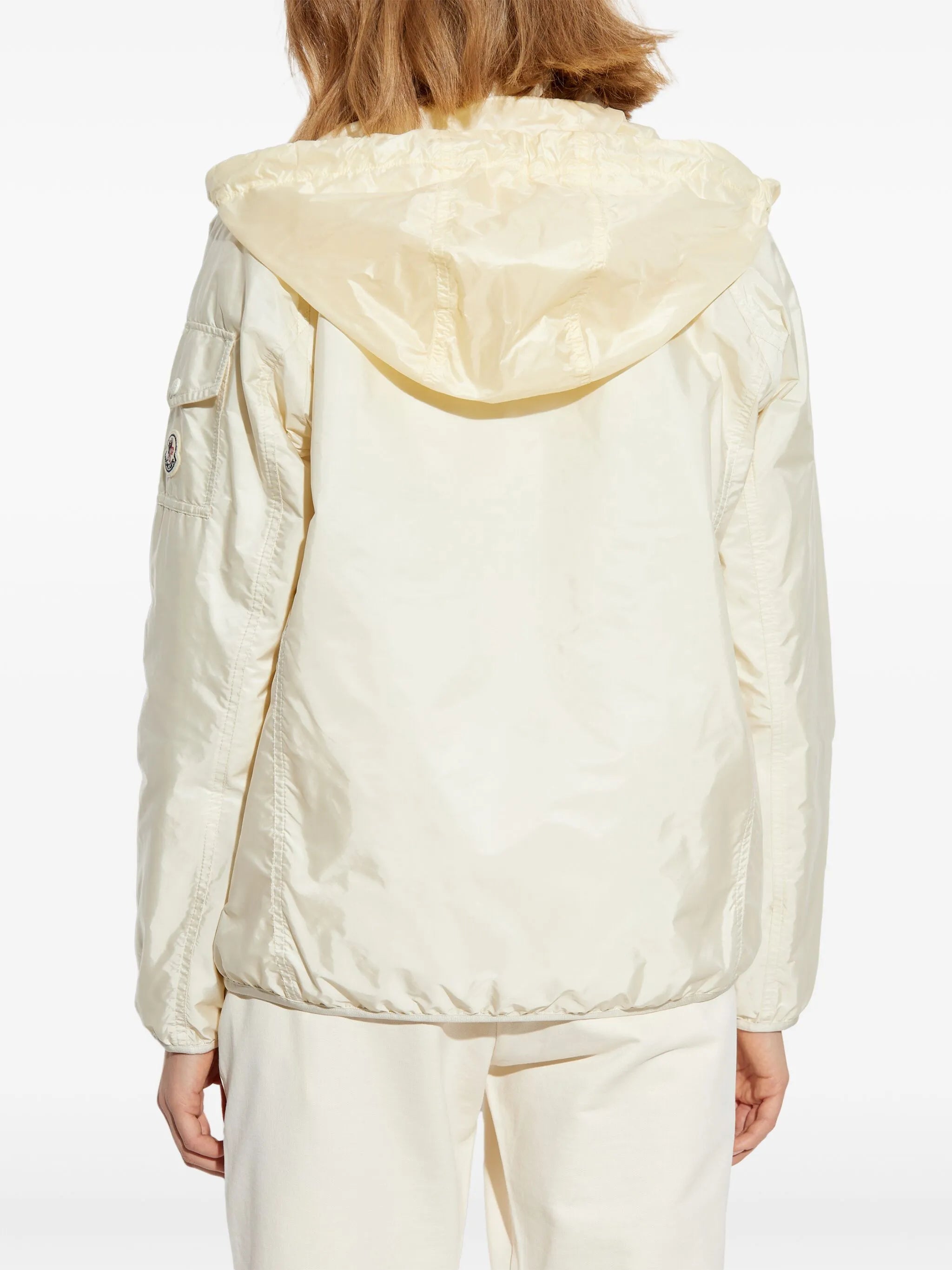 ダウンジャケット・コート MONCLER WOMEN Logo Patch Hooded Shirt Jacket White MONCLER WOMEN Logo Patch Hooded Shirt Jacket White