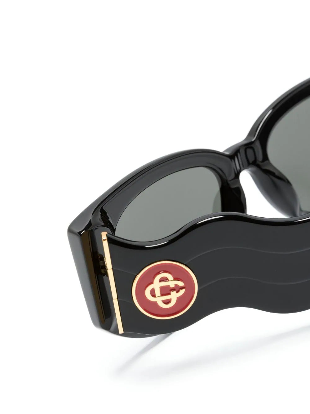 CASABLANCA Acetate & Metal Oval Wave Sunglasses Black/Gold CASABLANCA Acetate & Metal Oval Wave Sunglasses Black/Gold