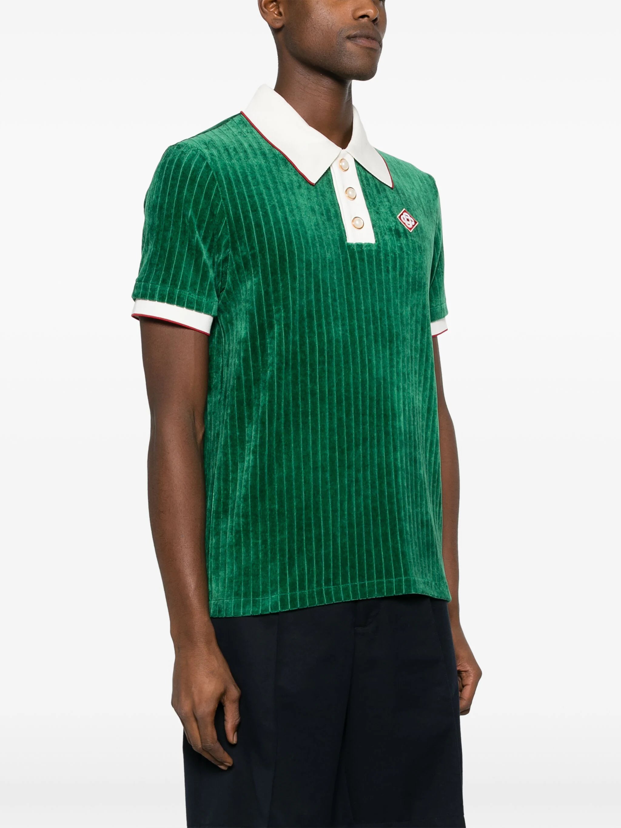 CASABLANCA Rib Velour Polo Shirt Evergreen – MAISONDEFASHION.COM