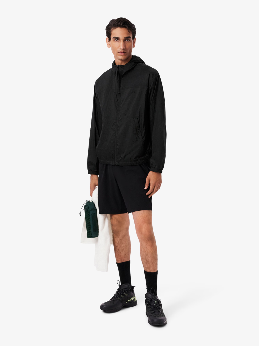 LACOSTE Water-Repellent Packable Nylon Jacket Black - MAISONDEFASHION.COM
