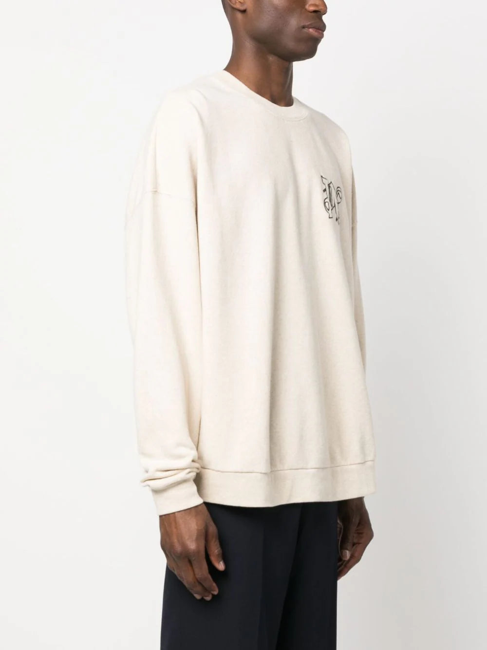 スウェット・トレーナー PALM ANGELS Pa Monogram Linen Crewneck Beige/Black PALM ANGELS Pa Monogram Linen Crewneck Beige/Black