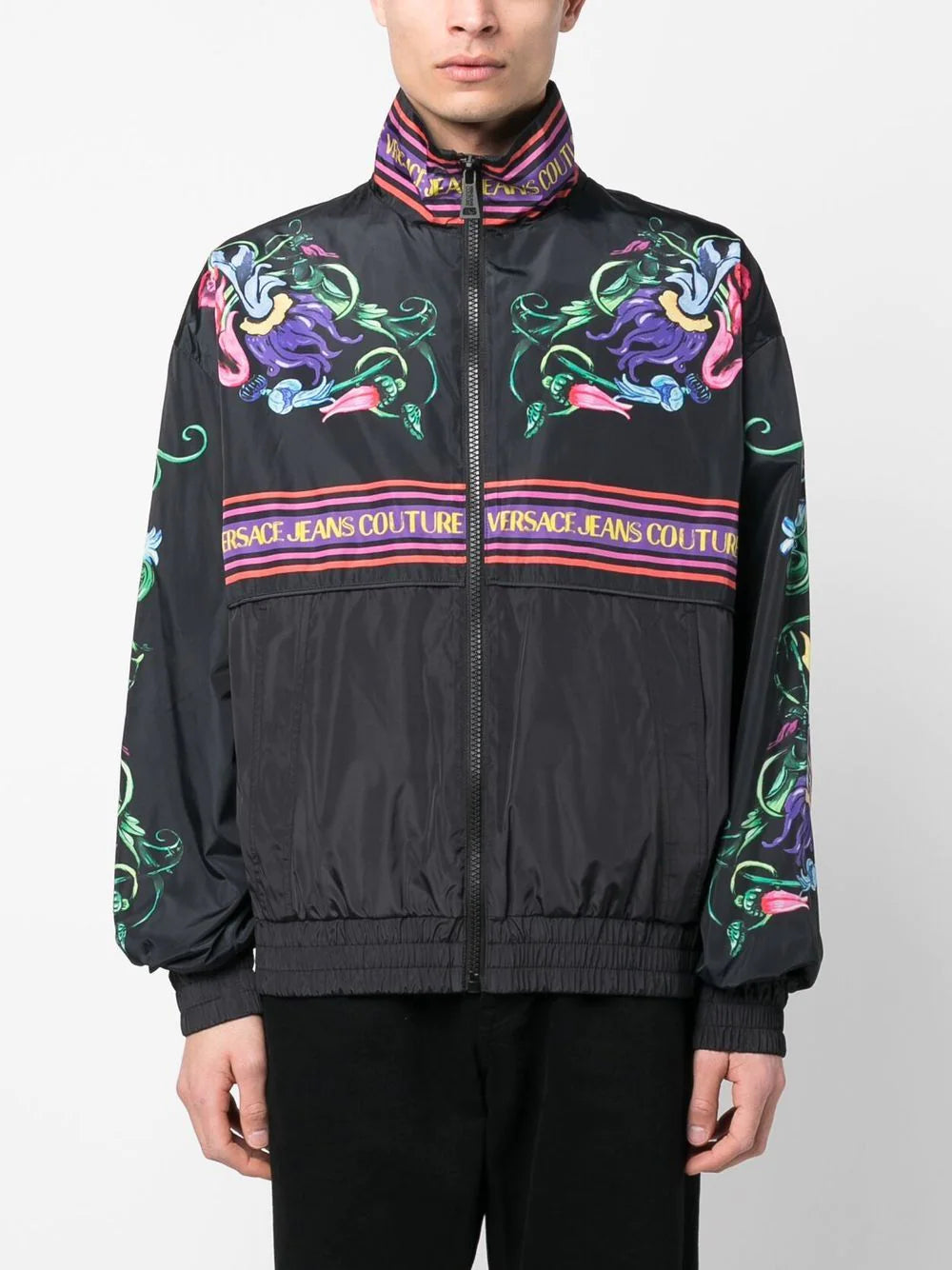 VERSACE V Emblem Garden Print Jacket Black/Multi – MAISONDEFASHION.COM