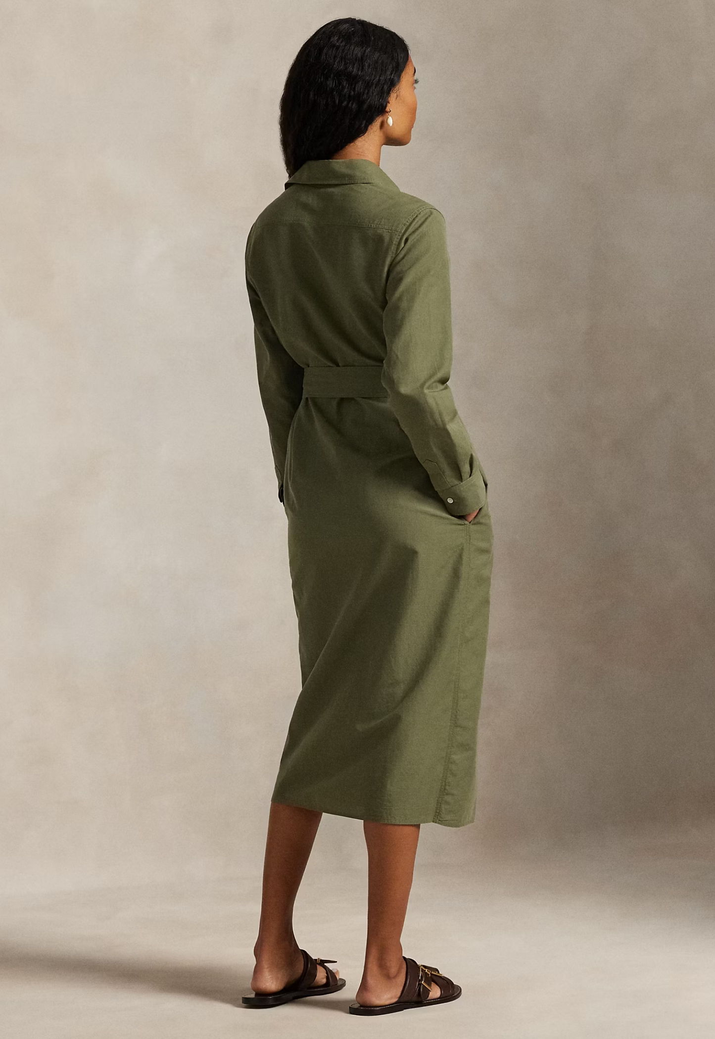 ralph lauren linen shirt dress RALPH LAUREN WOMENS Cotton-Linen Belted Shirt Dress Supply Olive –  MAISONDEFASHION.COM