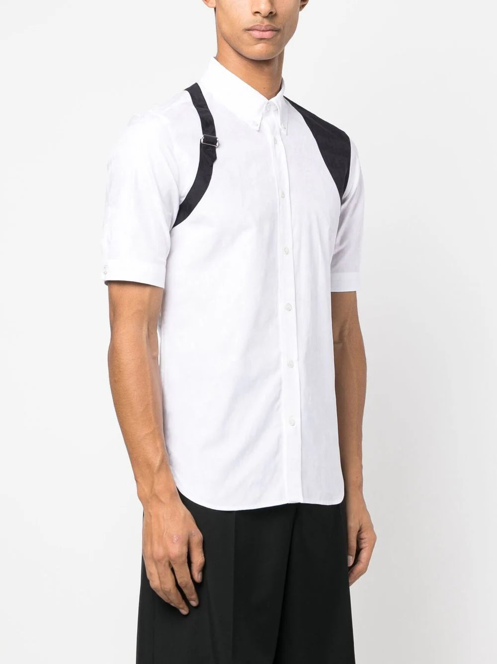 ALEXANDER MCQUEEN MEN Harness-detail Short-sleeved Shirt White