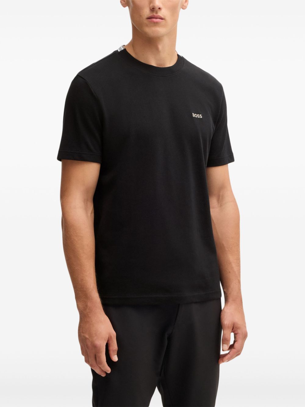 Tシャツ・カットソー BOSS Taddy Logo-Embroidered Cotton T-Shirt Black BOSS Taddy Logo-Embroidered Cotton T-Shirt Black