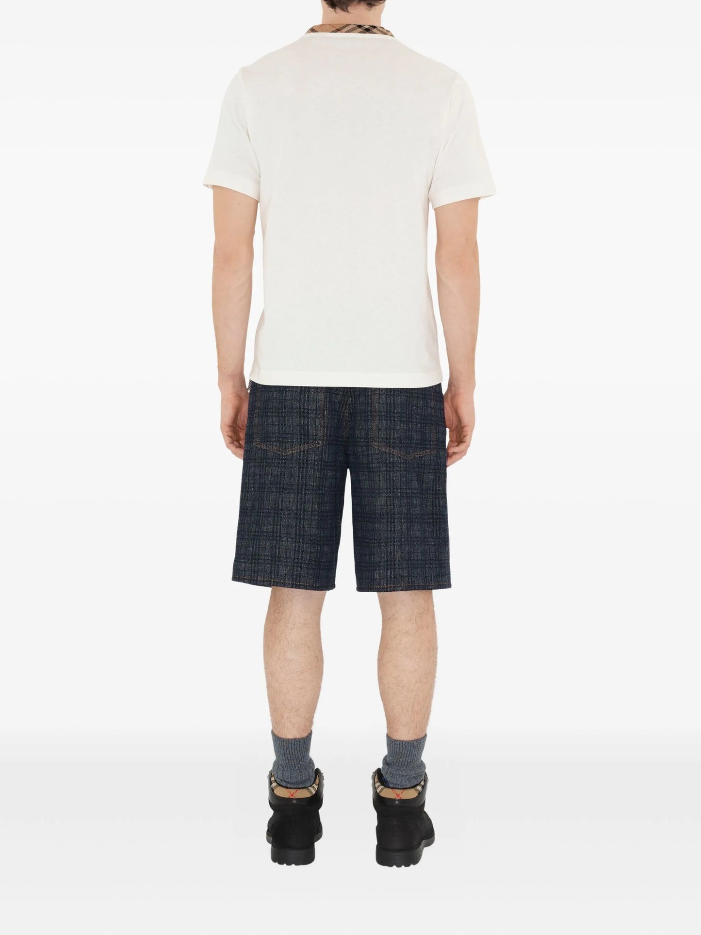 BURBERRY Checked-trim Cotton T-shirt White - MAISONDEFASHION.COM