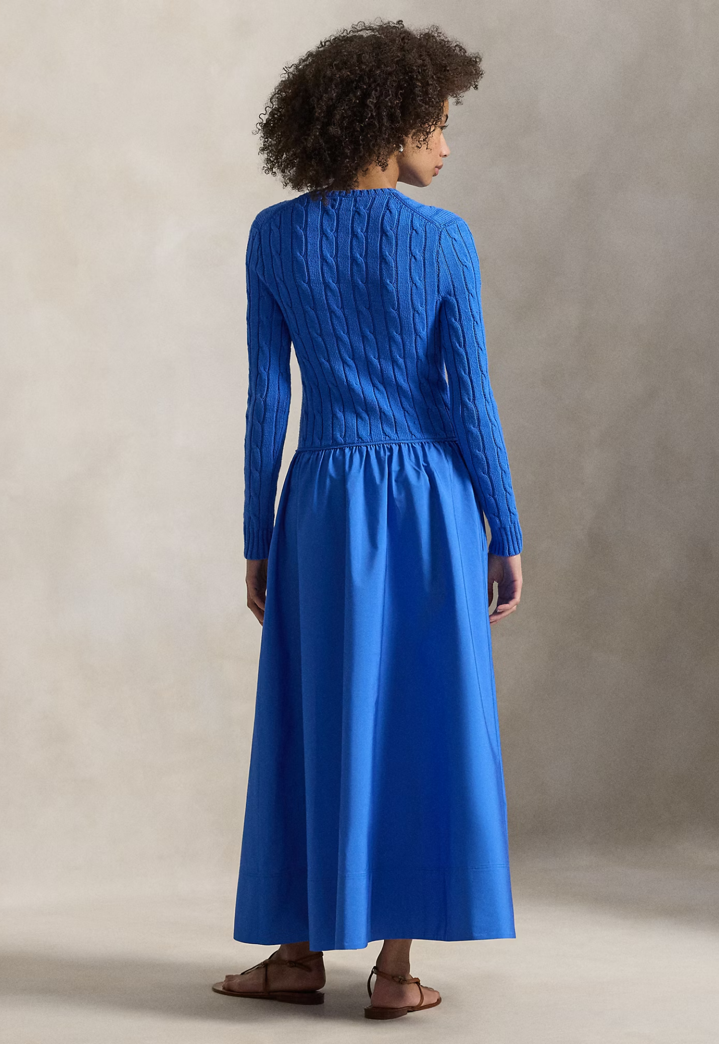 knit bodice dress Puff Sleeve Cotton Knit Bodice Midi Dress