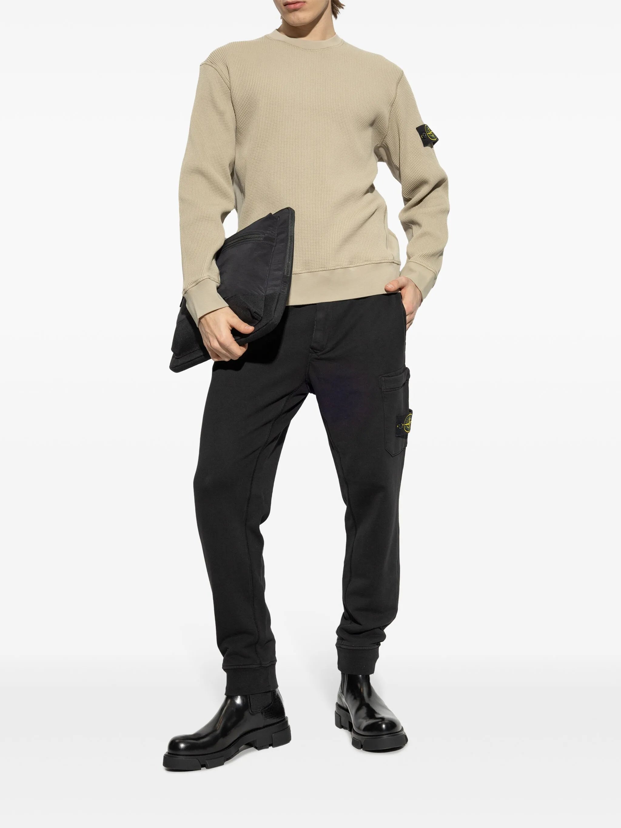 スウェット・トレーナー STONE  Waffle Fleece Crewneck Sweatshirt Desert Stone Island Organic Cotton Waffle Fleece Sweatshirt Desert