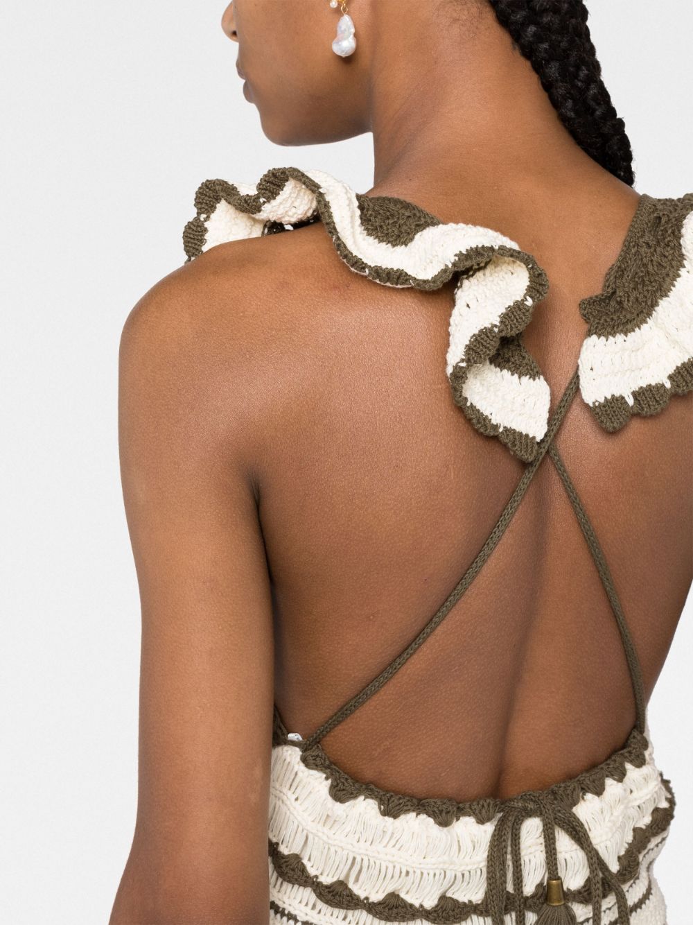 zimmermann devi crochet dress Zimmermann Devi Ruffled Crocheted Cotton Midi Dress In Cream - 75% Off