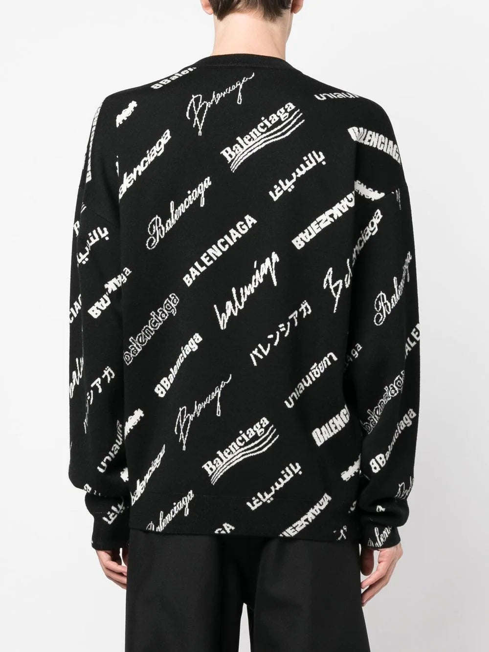 BALENCIAGA MEN Allover Logo Sweater Black/White - MAISONDEFASHION.COM