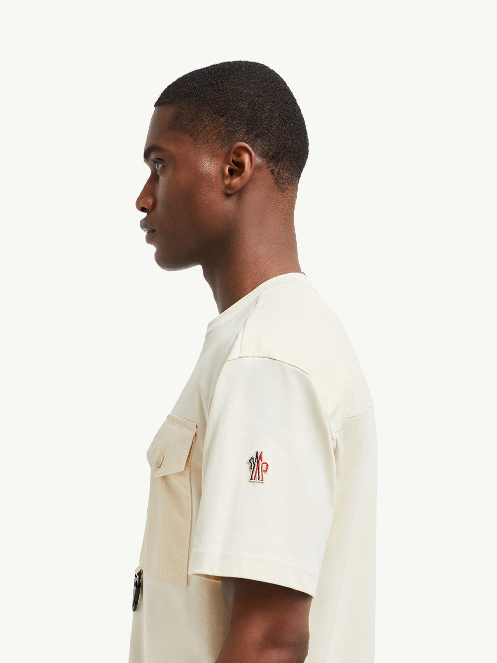 MONCLER GRENOBLE Pocket Cotton T-Shirt Cream