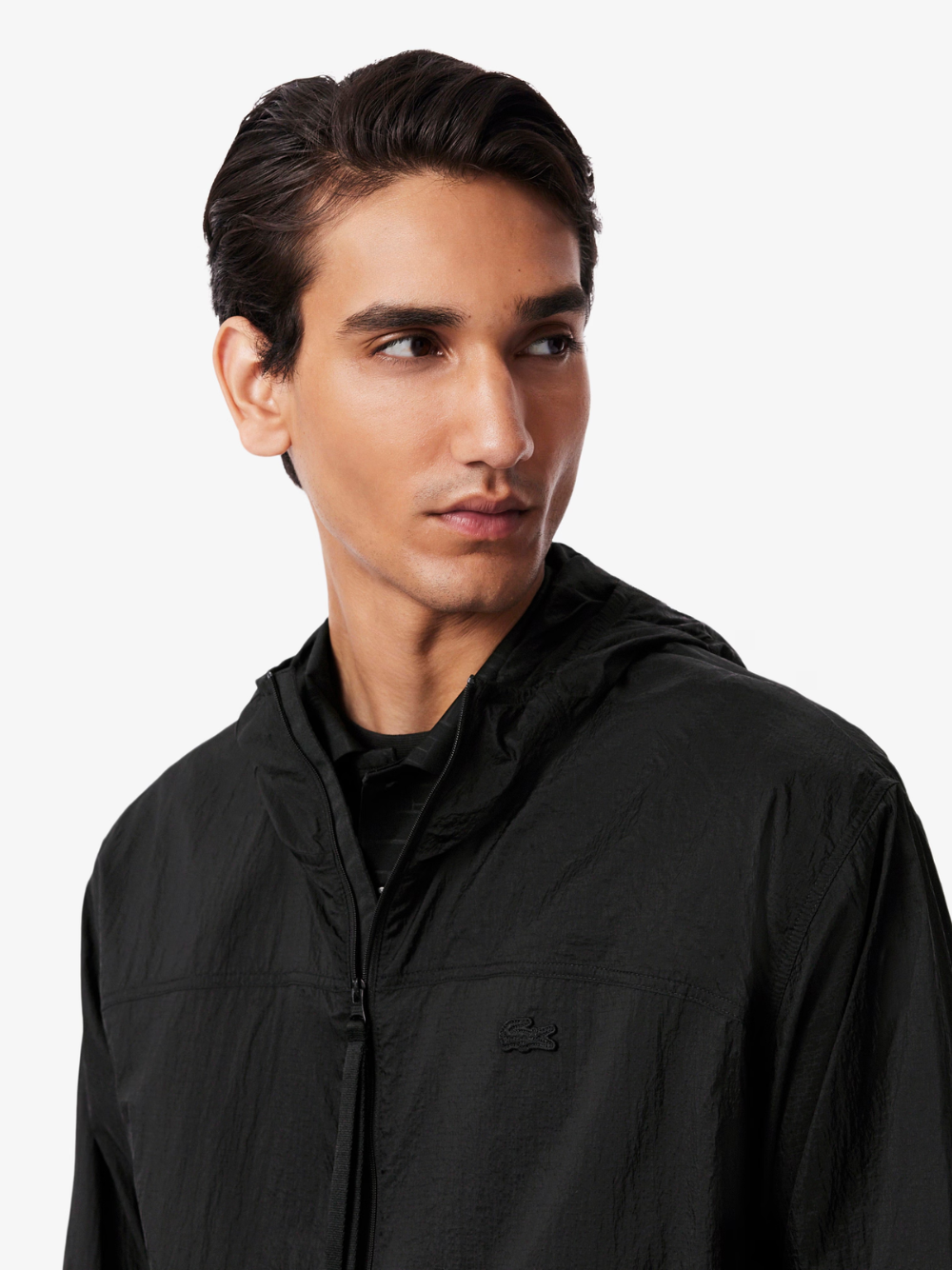 LACOSTE Water-Repellent Packable Nylon Jacket Black - MAISONDEFASHION.COM