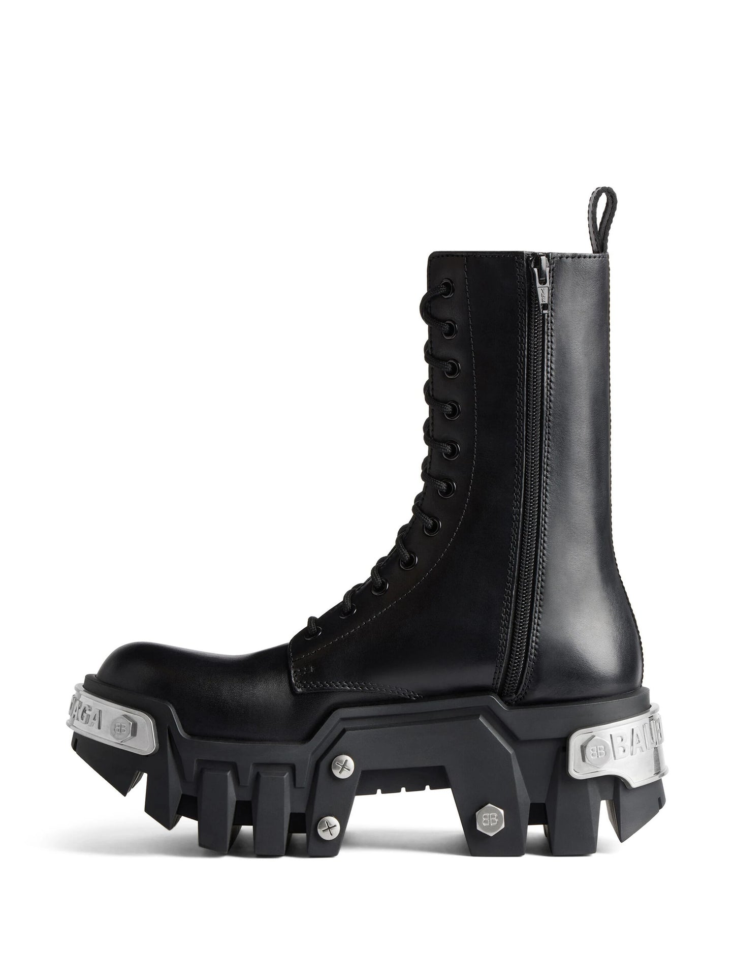 BALENCIAGA Bulldozer Lace up Boots Black Silver - MAISONDEFASHION.COM