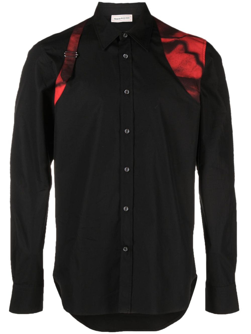 princess polly baby blue dress Red Contrast Black Stitch High Open Collar Shirt- John Clothier London