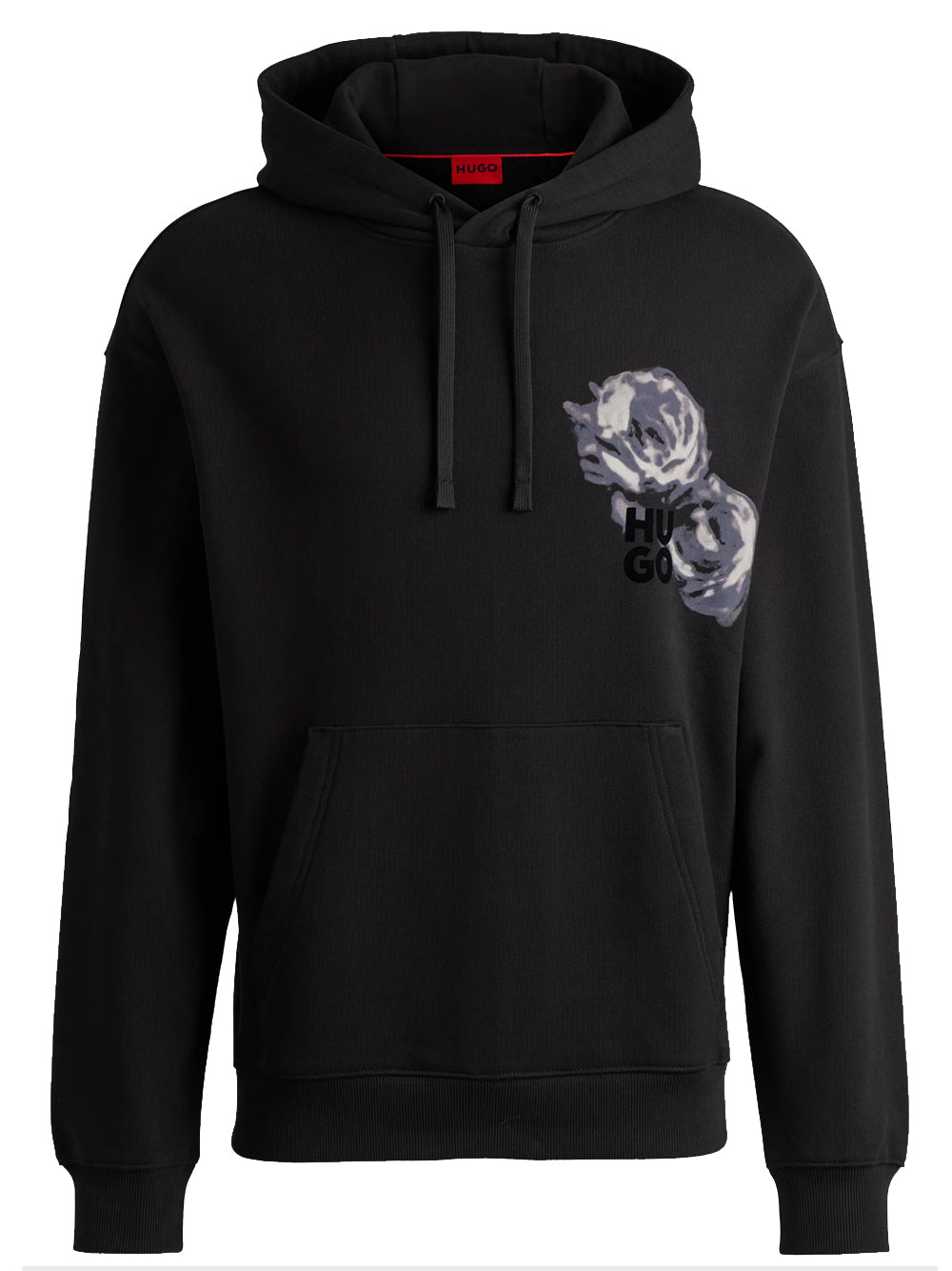 スウェット・トレーナー HUGO Floral Logo Graphic Print Cotton Hoodie Black HUGO Floral Logo Graphic Print Cotton Hoodie Black