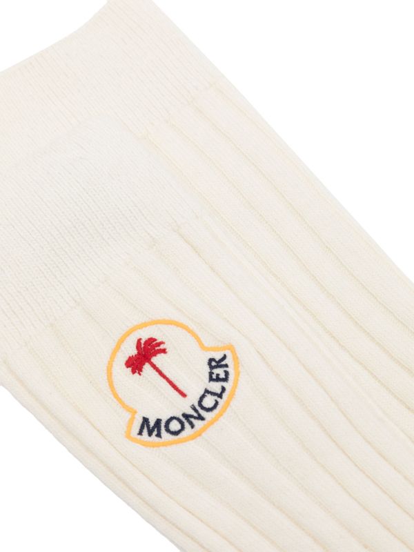 MONCLER GENIUS X 8 MONCLER PALM ANGELS Logo Knit Socks White