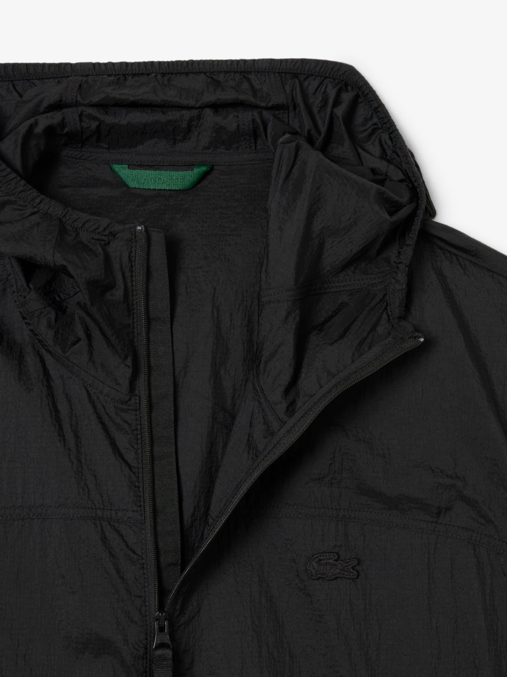 LACOSTE Water-Repellent Packable Nylon Jacket Black - MAISONDEFASHION.COM