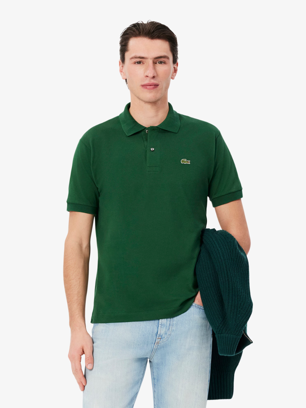 LACOSTE Classic Fit L.12.12 Original Polo Shirt in Pine Green - Back View Showing Classic Fit and Premium Piqué Fabric