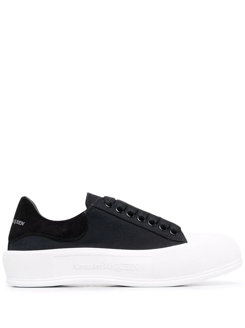 ALEXANDER MCQUEEN Deck Lace-up Plimsoll Sneakers Black/White 