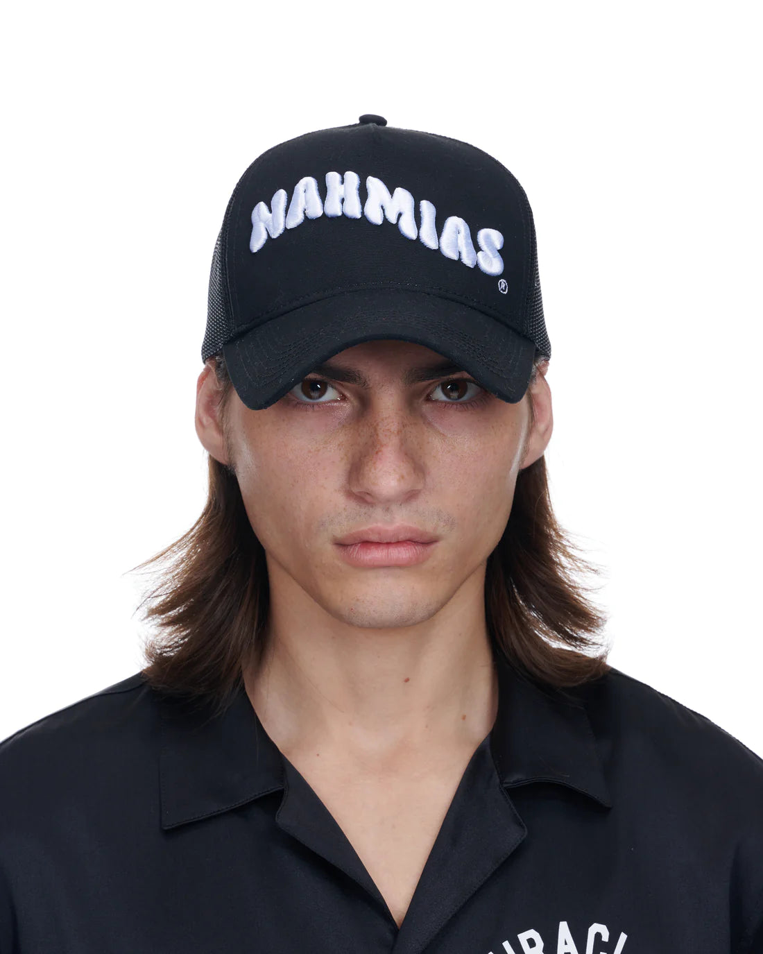 NAHMIAS Bubble Wave Logo Trucker Hat Black – MAISONDEFASHION.COM