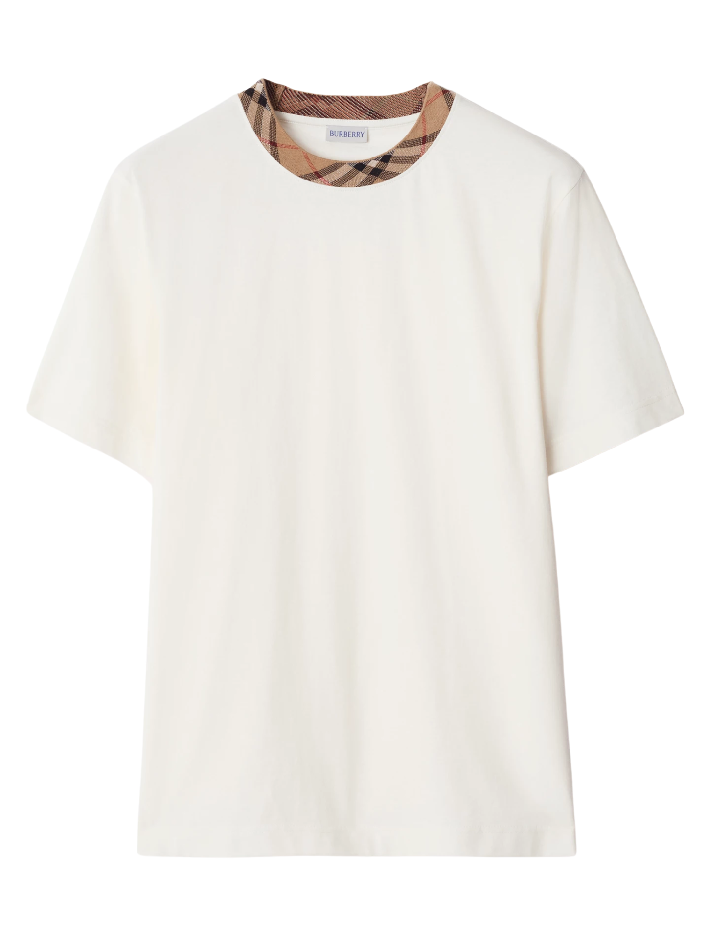 BURBERRY Checked-trim Cotton T-shirt White - MAISONDEFASHION.COM