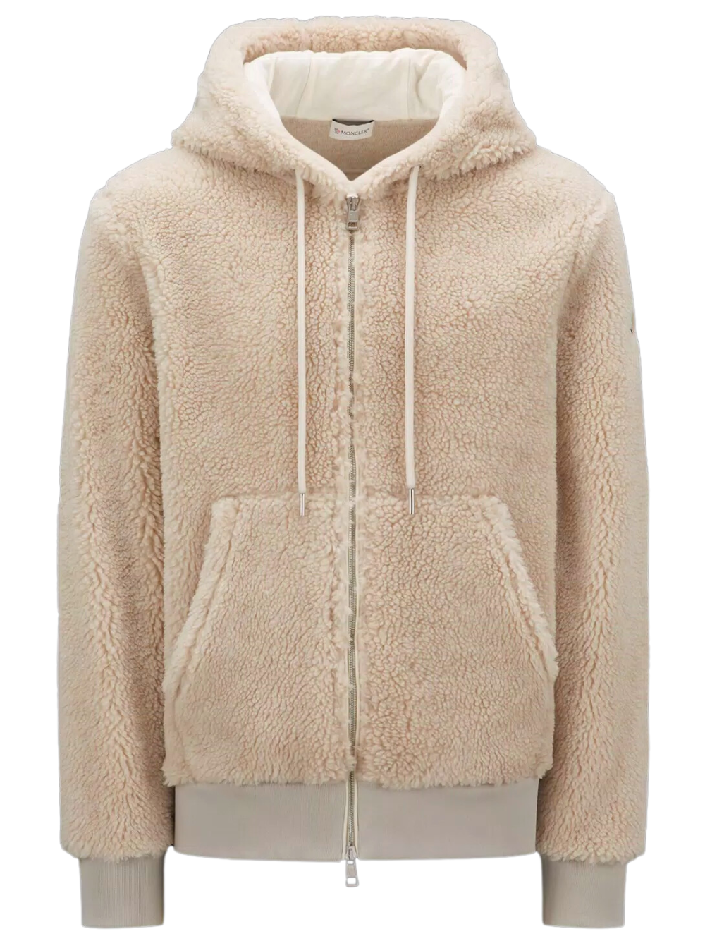 MONCLER Relaxed Teddy Zip-Up Hoodie Beige – MAISONDEFASHION.COM