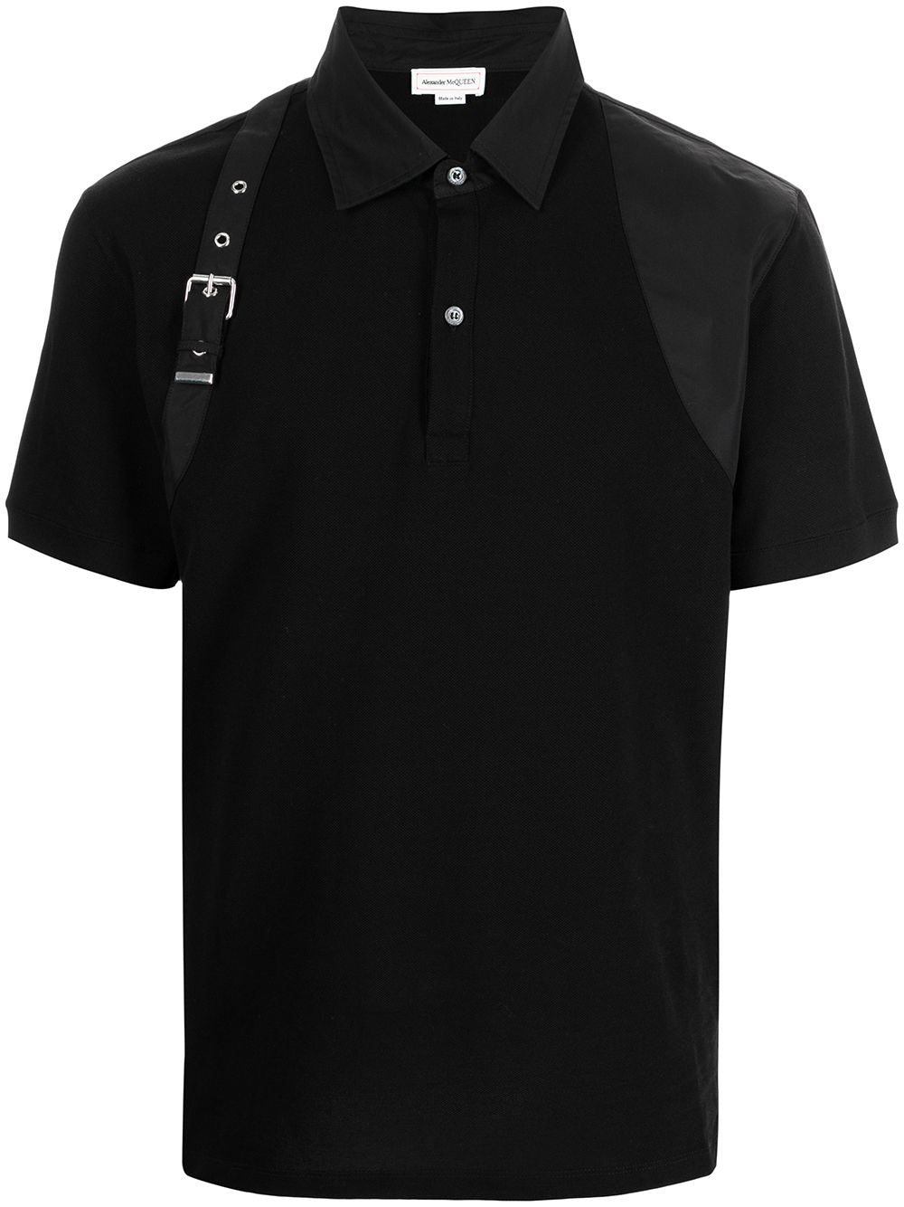 ALEXANDER MCQUEEN Buckle-detail Polo Shirt Black - MAISONDEFASHION.COM